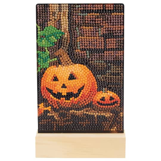 4" x 6" Jack-o'-Lanterns Acrylic Surface Diamond Art Kit with Wood Stand by Make Market®
